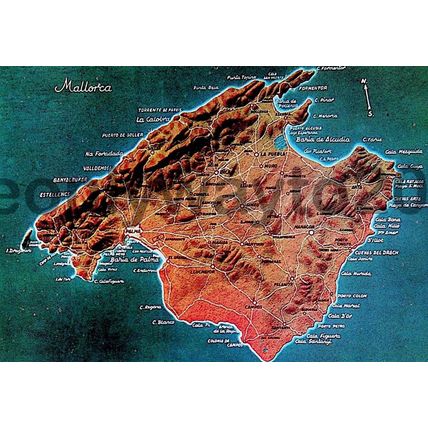 MALLORCA MAP, c1971, Postcard