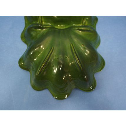 California Pottery USA 3022 Divided Seashells Serving Dish Green Purple MCM