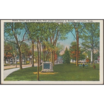 Battle Green & Pulpit Rock, Lexington, Massachusetts, c.1920 - United Art Co PC