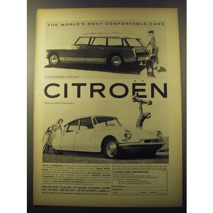 1960 Citroen Station Wagon and DS19 Cars Ad - The world's most comfortable cars
