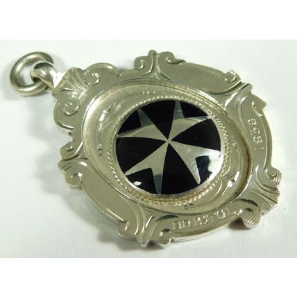 Solid Silver Enamel Albert Chain Fob Medal St John Ambulance Beavis Cup 1937