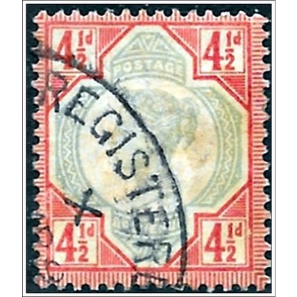1887-1892 Queen Victoria Jubilee - 4½d carmine/yellowish green (as picture) C2-1