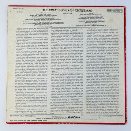 The Great Songs Of Christmas Album Five - 1965 Columbia CSP 238S Vinyl LP