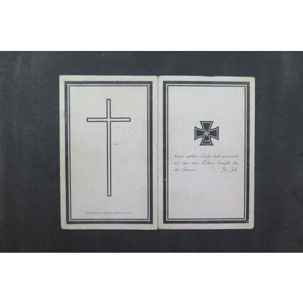 GERMAN DEATH NOTICE - JOHANN FASBENDER , DIED 1942 ON THE EASTERN FRONT