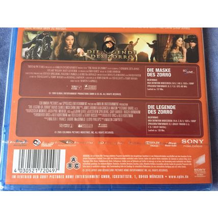 The Mask Of Zorro & The Legend of(NEW & SEALED 2010 GERMAN Blu-Ray of 2 Movies)