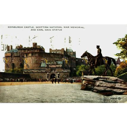 Edinburgh Castle, Scottish National War Memorial, Earl Haig Statue, Postcard