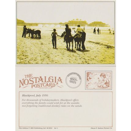 Postcard Donkey Rides Beach Sand Pier Blackpool 1950 - Nostalgia
