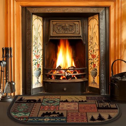 Demissle Fireplace Hearth Rug Fireplace Mats Cabin Southwestern Fireproof Fire R
