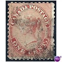 Canada 1859 SG29 1c Pale Rose Good+ Used