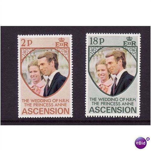 ASCENSION ISLANDS 1973 ROYAL WEDDING SET 2 VALS U/M MINT