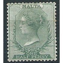 Malta 1885 SG20 1/2d Green Wmk Crown CA Mounted Mint ... .