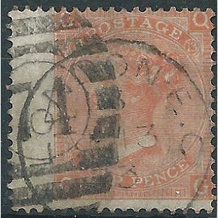 1872 SG94 4d Vermillion Plate 13 Check Letters "QG" Good+ Used Wing Margin.