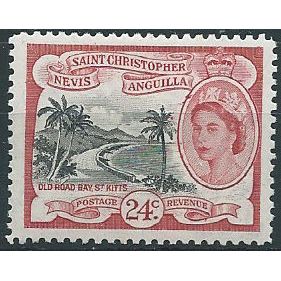 St Kitts-Nevis 1954 SG114 24c Black & Carmine-Red Mounted Mint . ..