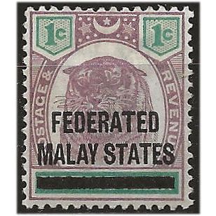 Federated Malay States 1900 SG1 1c Dull Purple & Green Mounted Mint . ..