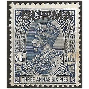 Burma 1937 SG8 3 1/2a Deep Blue Mounted Mint . .. .