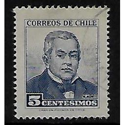 CHILE 1960 PORTRAITS 5c BLUE M MONTT SG 493 FINE USED#2