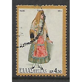 GREECE 1974 GREEK COSTUMES 4d.50 THASOS SG 1291 FINE USED#2