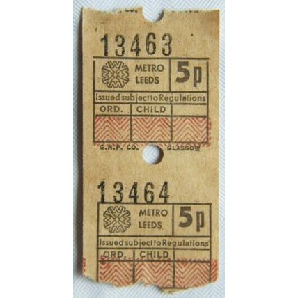 Vintage: Metro Leeds child 5p ticket x 2