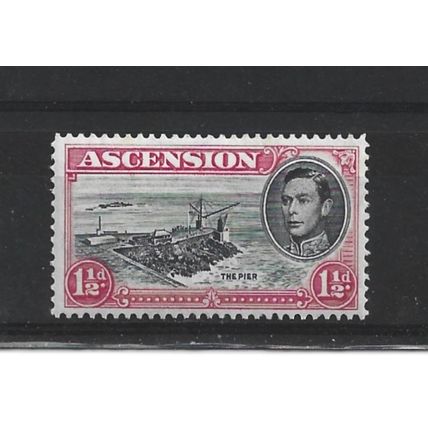 Ascension.SG40df 1 1/2d The Pier (Black and Rose-Carmine).Mounted Mint.Aug24d