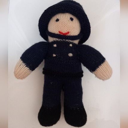 Handcrafted policeman knitted bear doll new
