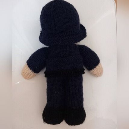 Handcrafted policeman knitted bear doll new