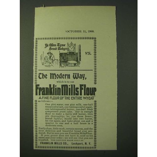 1900 Franklin Mills Flour Ad - Olden Tyme Bread Makyng vs. The Modern Way