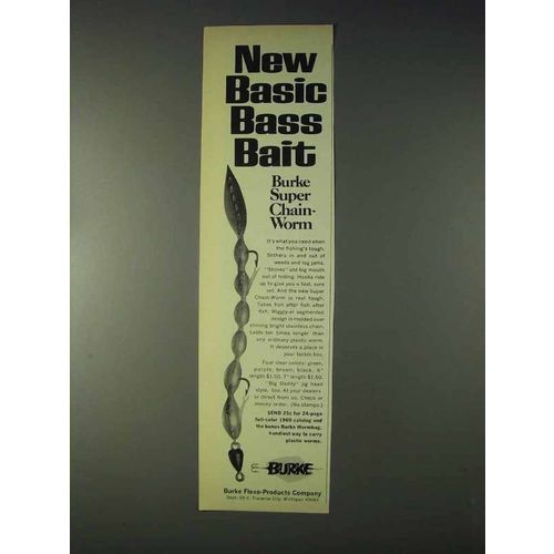 1969 Burke Super Chain-Worm Ad - Basic Bass Bait