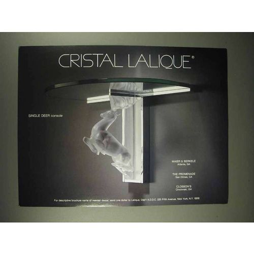 1986 Lalique Single Deer Console Crystal Cristal Ad