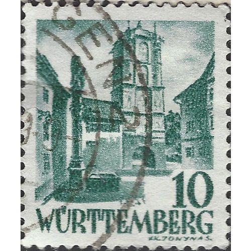 WURTTEMBERG, City Gate from Wangen, green 1948, 10pf, #4