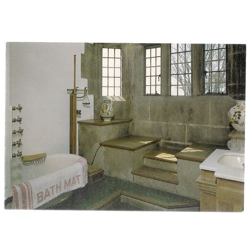 THE BATHROOM, CASTLE DROGO, nr CHAGFORD unused vintage postcard National Trust =