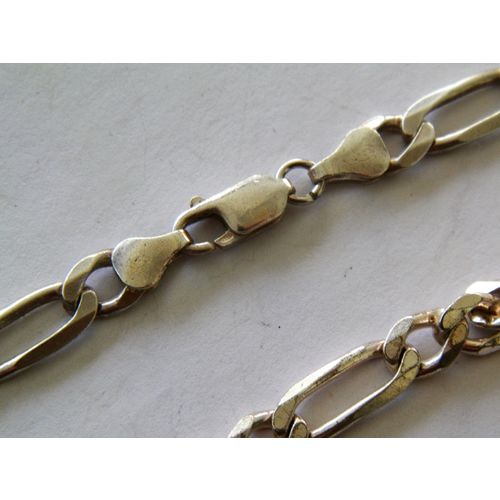 STERLING SILVER 18" FIGARO NECKLACE 6 1/4" BRACELET SET 7MM