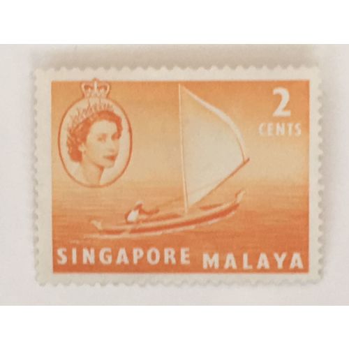 Malaya Singapore QEII 1955 2c Orange Mounted Mint MM SG 39 Sc 29 stamp Kolek