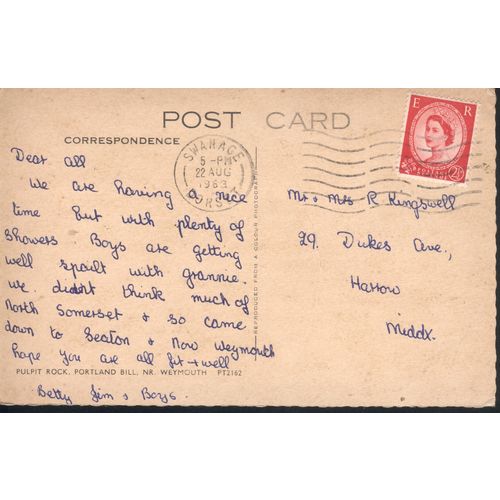Vintage PC 1963 - Pulpit Rock, Portland Bill. Nr Weymouth, Dorset