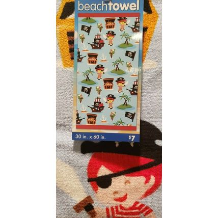 ANIMATED PIRATE TREASURE CHESTS PIRATE SHIP ISLANDS PLUSH BEACH BATH TOWEL~NEW~