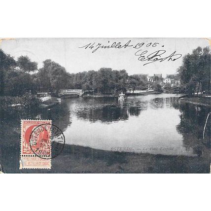 Ostende Parc Leopold Belgium Postcard 1905 used crease