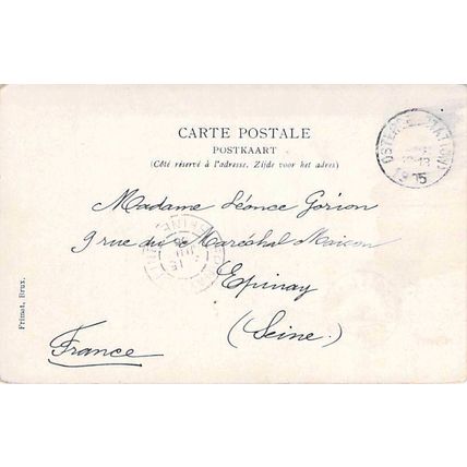 Ostende Parc Leopold Belgium Postcard 1905 used crease