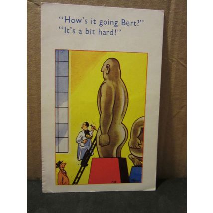 SAUCY SEASIDE POSTCARD 1961 pm humour Coastal Cards no 718 by Trow.. sculpture #