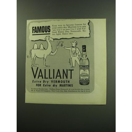 1949 Valliant Vermouth Ad - cartoon by Sam Cobean - Famous