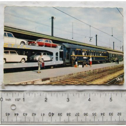 1962 postcard Chemins de fer Francais Train Auto Couchettes