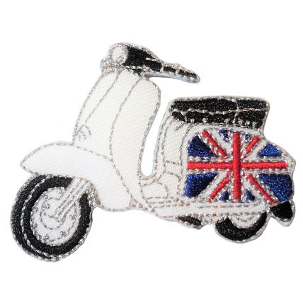 Scooter GB Flag On Side Scooterist Iron/ Sew On Embroidered Cloth MODS Patch NEW