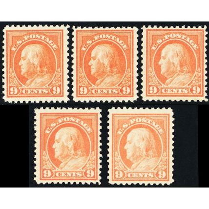 509, Mint FVF NH 9¢ Franklin Five Fresh Stamps CV $125 - Stuart Katz