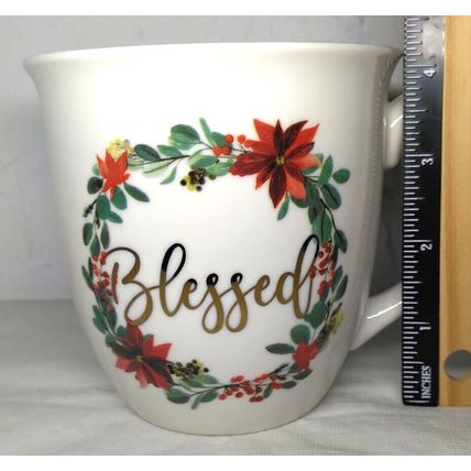 Holiday Blessed Poinsettia Berries Christmas 20.29 Fl Oz Ceramic Mug