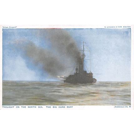Twilight on the North Sea. The Big Guns Busy: Photochrom no. 6