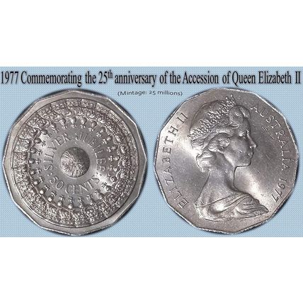 Australia 1977 Queen Elizabeth II Silver Jubilee 50c - Circulated