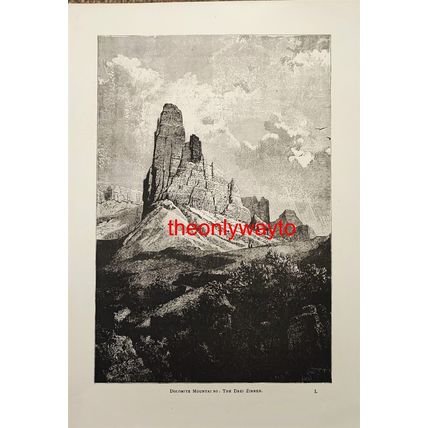 Dolomite Mountains, The Drei Zinnen, Book Illustration (Print), 1893