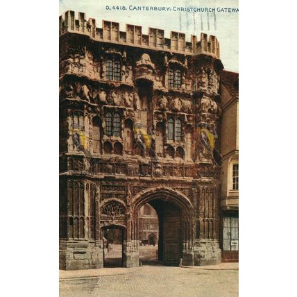 Canterbury, Christchurch Gateway, Kent, Photochrom Celesque Postcard, 1920