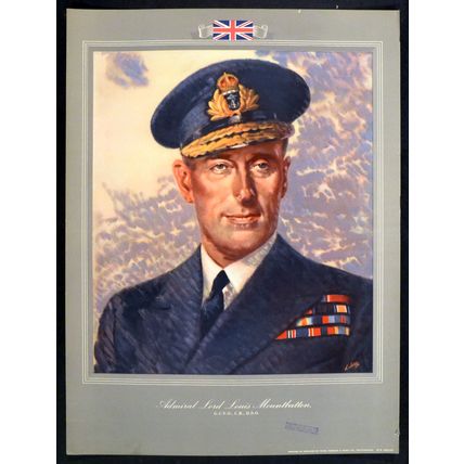 ADMIRAL LORD LOUIS MOUNTBATTEN William Little 1944 UK POSTER #A