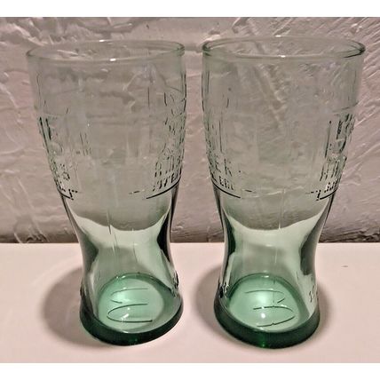 Vintage McDonald's 1948 Famous 15 Cent Hamburgers Green Collector Glass Set of 2