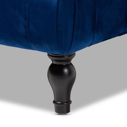 Royal Blue / Slate Gray Velvet Square Tufted Cocktail Ottoman Coffee Table 35.3"