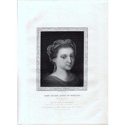 MARY STUART, QUEEN OF SCOTLAND 1876 Paris Bordone VICTORIAN ENGRAVING